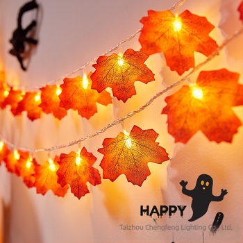 Maple Leaf Pumpkin LED нишка светлина, 40 светодиода, батерийно захранване, с димиране, IP43