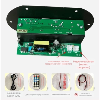 Bluetooth субуфер усилвател платка за домашна и автомобилна употреба – 25W, 12/24/220V
