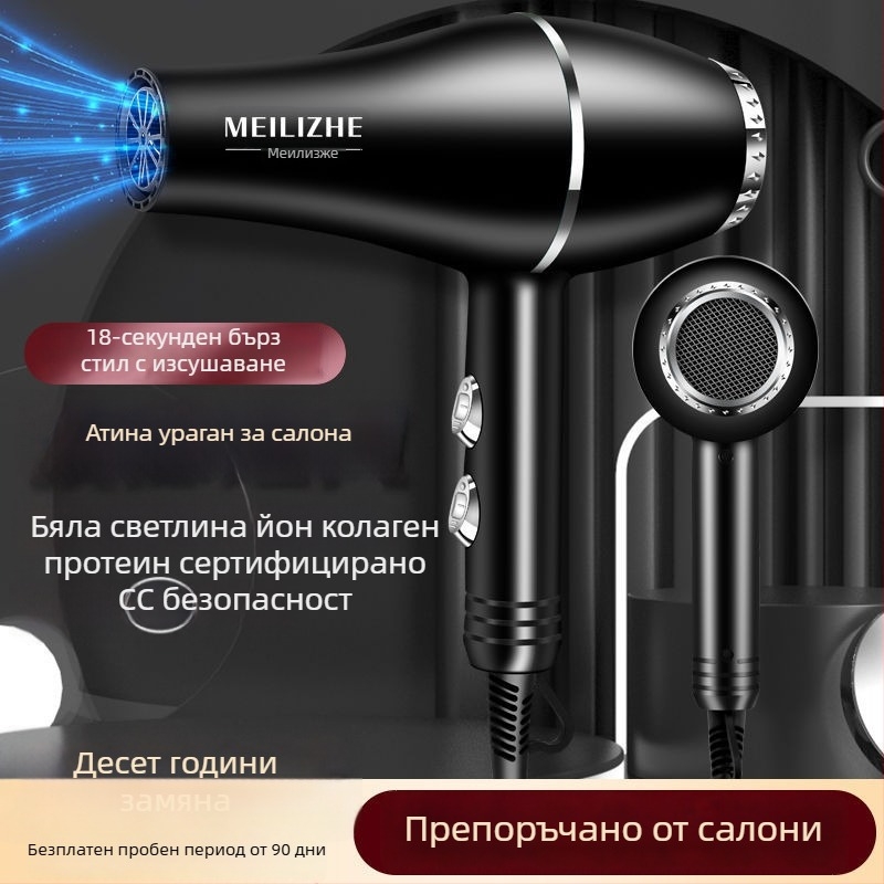 Сешоар за коса с висока мощност, четков мотор, режим студено/горещ въздух, 3 степени на скоростта, единичен накрайник, контрол на температурата