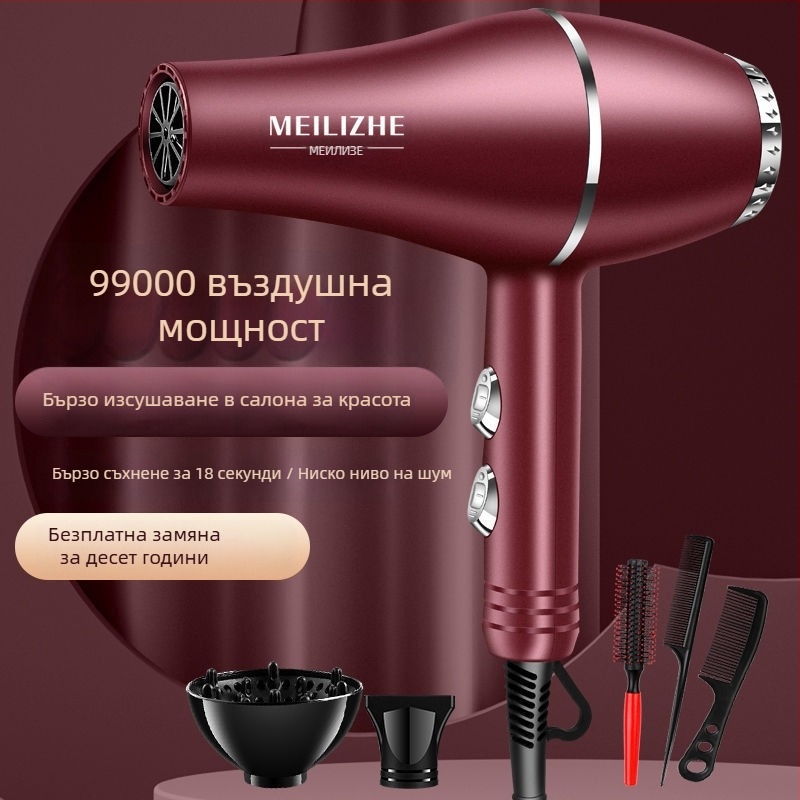 Сешоар за коса с висока мощност, четков мотор, режим студено/горещ въздух, 3 степени на скоростта, единичен накрайник, контрол на температурата