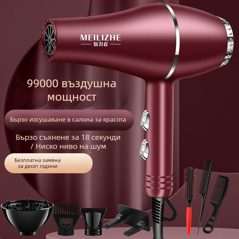 Сешоар за коса с висока мощност, четков мотор, режим студено/горещ въздух, 3 степени на скоростта, единичен накрайник, контрол на температурата