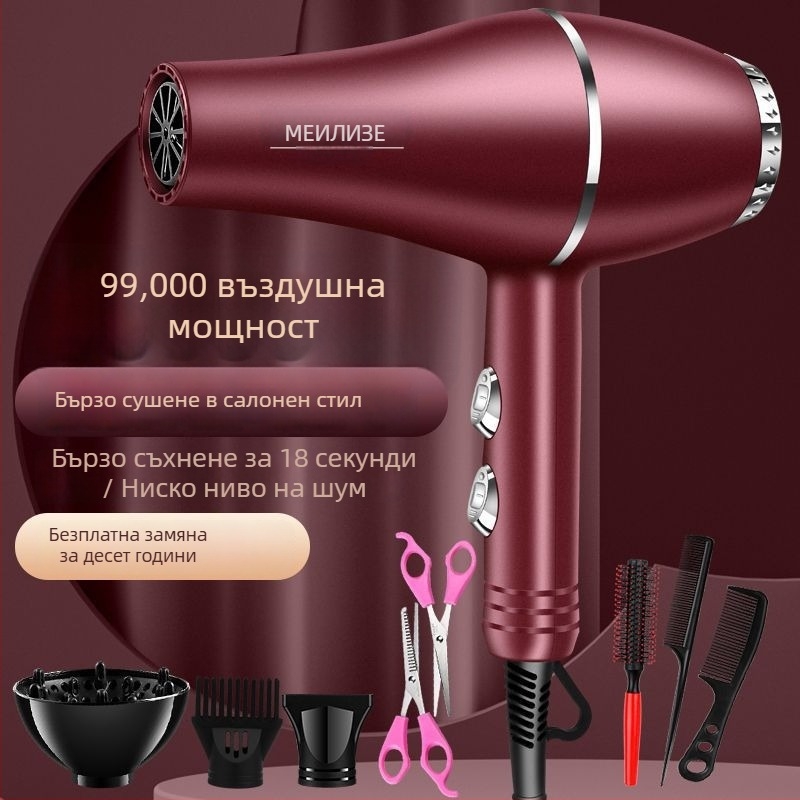 Сешоар за коса с висока мощност, четков мотор, режим студено/горещ въздух, 3 степени на скоростта, единичен накрайник, контрол на температурата