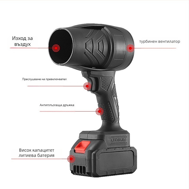 Безжичен ръчен въздушен духач за прах, литиева презареждаща се батерия, 21V, индустриален клас вентилатор