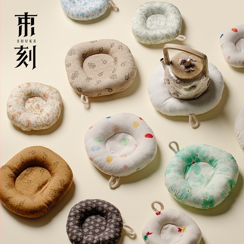 Японски стил: памучно-ленена подложка за чайник, дебела защита от изгаряне, кръгла подложка за чаши и за мляко, ръчна изработка, марка Shu ke