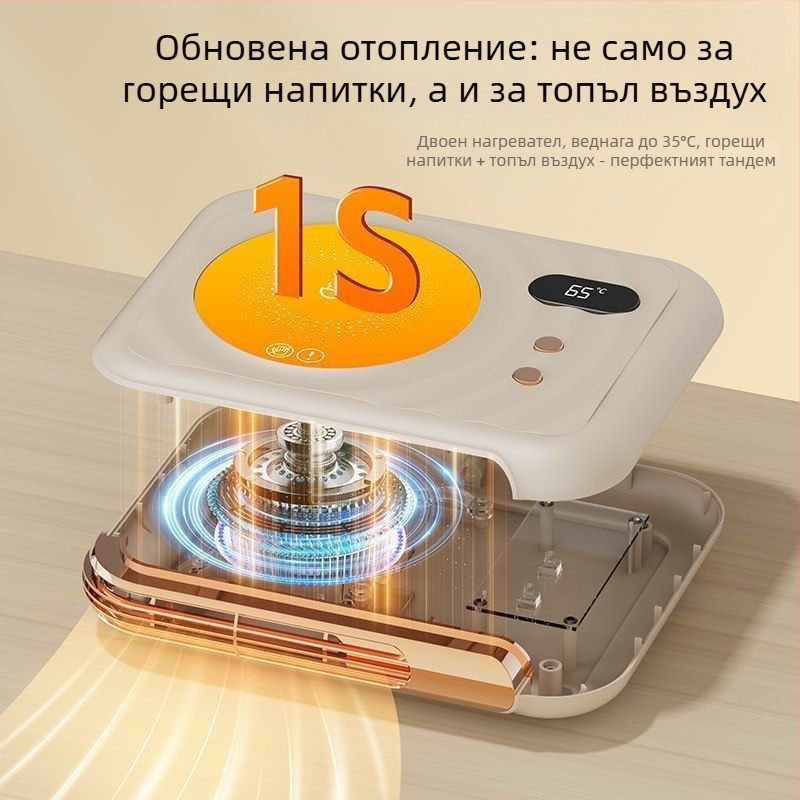 Десктоп нагревател и подложка за чаши 2-в-1, керамична обвивка, постоянна температура, без автоматично изключване