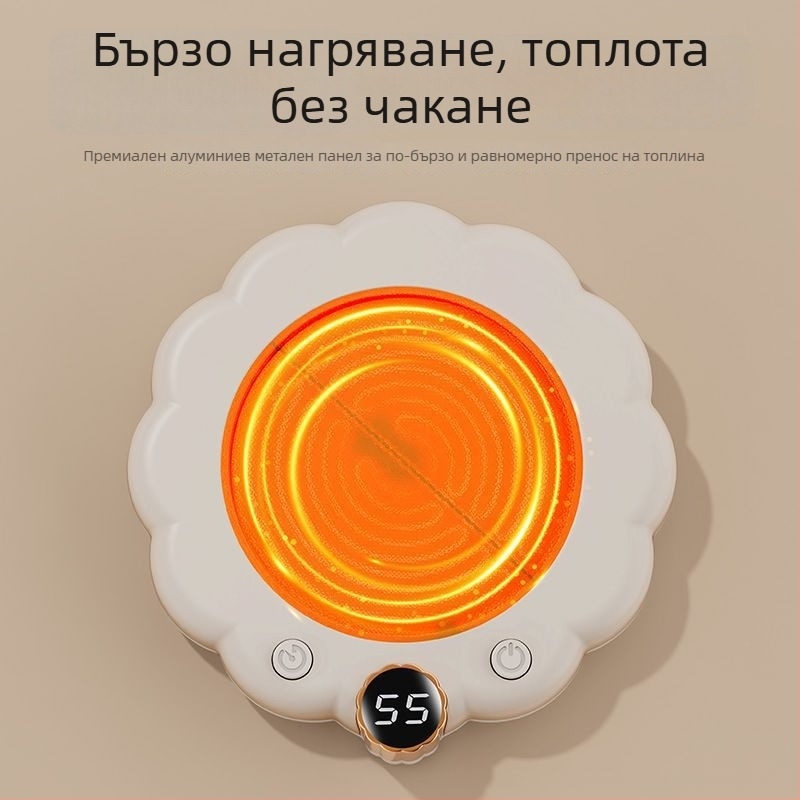 Десктоп нагревател и подложка за чаши 2-в-1, керамична обвивка, постоянна температура, без автоматично изключване