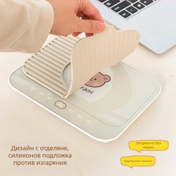 Умна подложка за чаши с постоянно регулиране на температурата за дом и офис – ABS корпус, външно захранване, сензорен контрол, 6 нива температура, автоматично изключване
