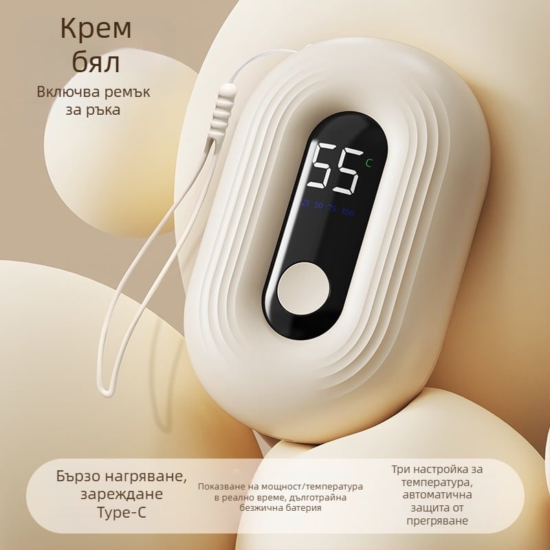 USB презареждаем ръчен нагревател, вградена батерия 1000–1200 mAh, модел N12, 5V 3W, алуминиев лист за разсейване на топлината