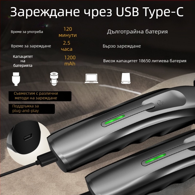 Електрическа машинка за подстригване Kikido 312 с керамични ножове, вградена батерия 1200–2000 mAh, шум 36–45 dB, сменяема и измиваща глава, мотор с четки, корпус с електроплавено покритие