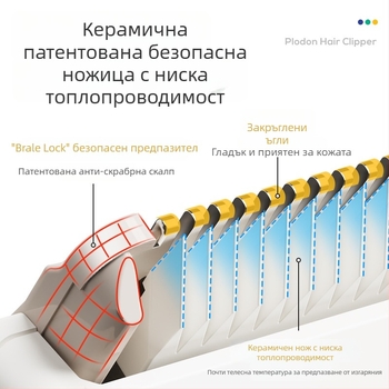 Puliton машинка за подстригване на коса – изключително тиха, презареждаща, 5W, всмукване на коса, водоустойчива, за бебета и деца