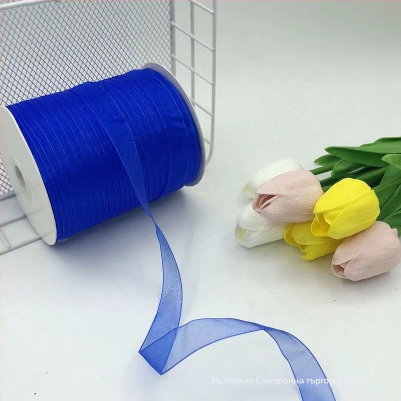 Zhe Hao Плетена с кука лента за шапка с декоративна панделка и мрежеста лента за DIY проекти и опаковане на подаръци