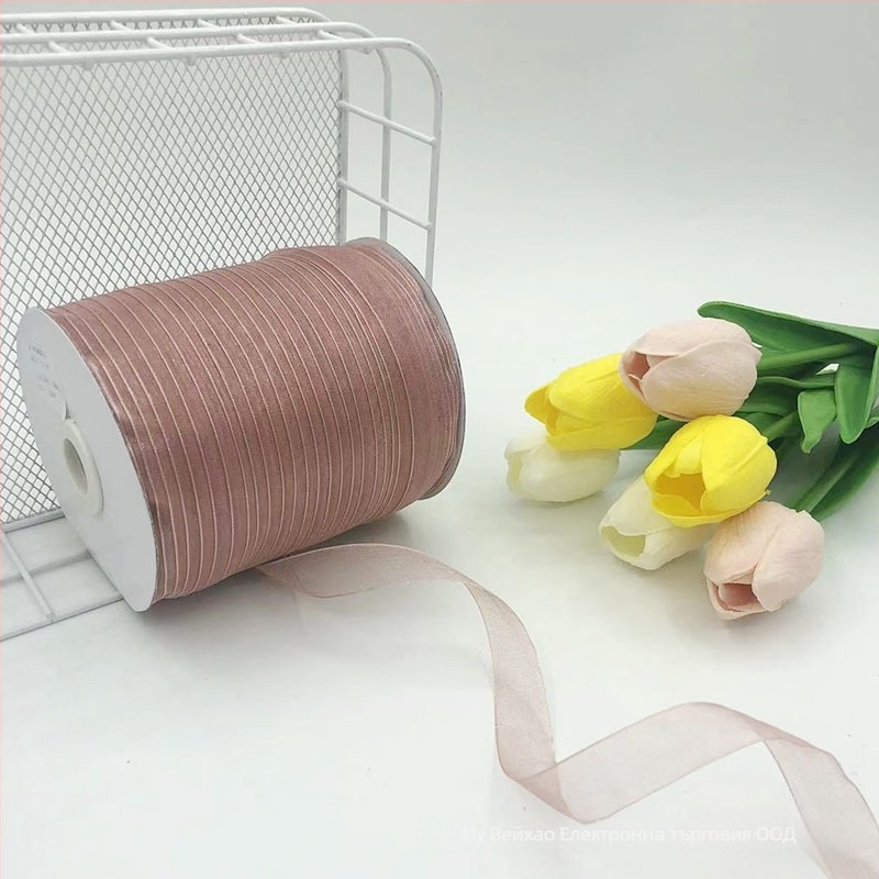 Zhe Hao Плетена с кука лента за шапка с декоративна панделка и мрежеста лента за DIY проекти и опаковане на подаръци