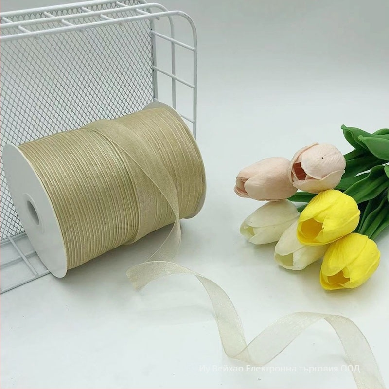 Zhe Hao Плетена с кука лента за шапка с декоративна панделка и мрежеста лента за DIY проекти и опаковане на подаръци