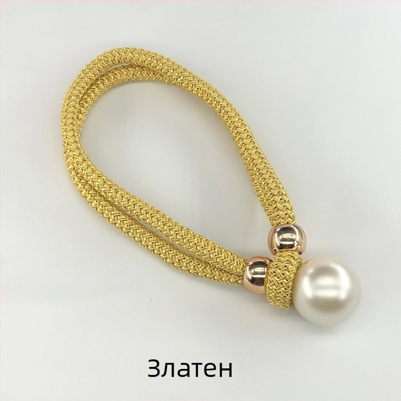 Завесни връзки от плат с перлени акценти, регулируеми стягащи ленти за завеси, стил лек лукс