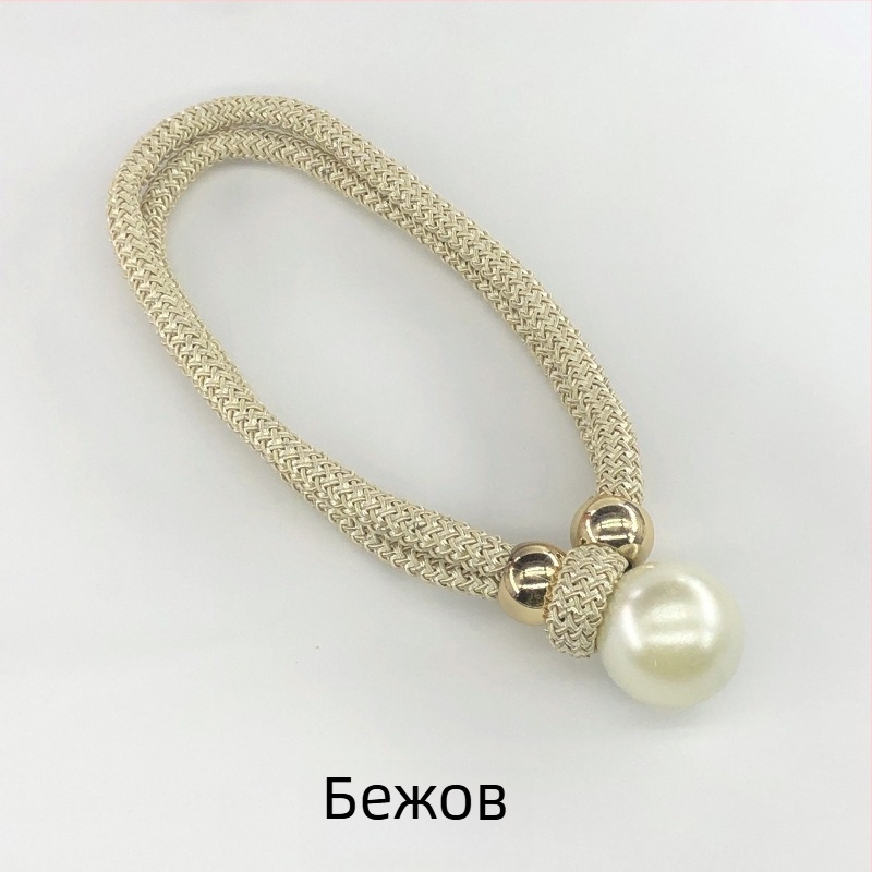 Завесни връзки от плат с перлени акценти, регулируеми стягащи ленти за завеси, стил лек лукс