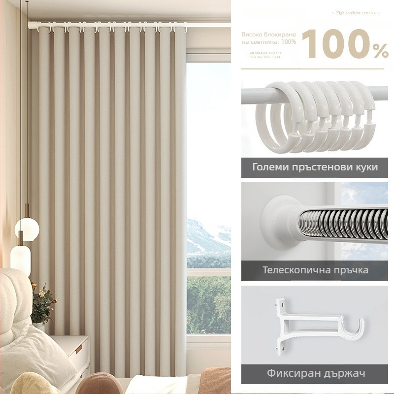 Затъмняваща завеса за всекидневната, Silk Flower материя, универсален стил