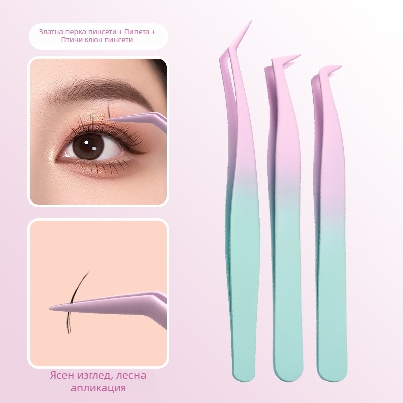 Не залепващи пинсети за монтаж на изкуствени мигли – специални пинсети за майстори на мигли, без лепило, опаковка 500 бр., произход Yangjiang, местно производство