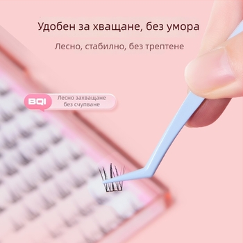 Пинсета за мигли от неръждаема стомана с покритие в стил пера, прецизни козметични инструменти за мигли, маникюр и вежди