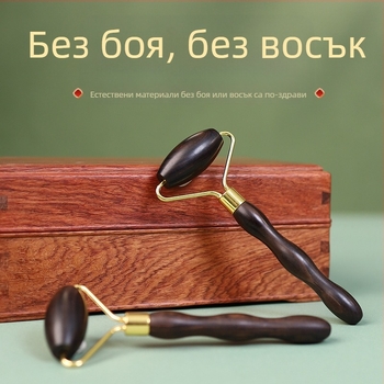 Дървен ролер за лице – ръчен масажор, масаж на лице и стягане на кожата; материал: дърво; без електричество