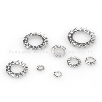 Външно назъбена шайба за заключване, 304 неръждаема стомана, комплект от 300 броя, форма хризантема