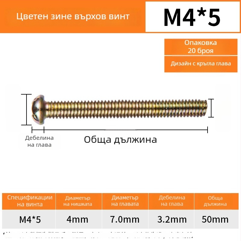 Винтове за панел на превключвателя, кръгла глава, резба M4, стандарт GB/GB-T