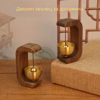 Медно звънче за входа с ветрова камбанка и магнитна месингова висулка, японска ръчна изработка