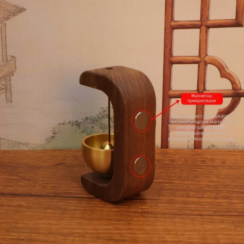 Медно звънче за входа с ветрова камбанка и магнитна месингова висулка, японска ръчна изработка