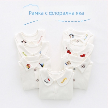 Детска памучна плетена риза, унисекс, дълъг ръкав, 100% памук, А категория, за всички сезони