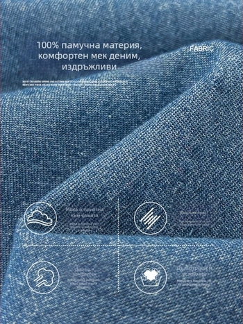 Детска дънкова риза с дълъг ръкав, корейски стил, 100% памук, пролетно-есенен модел