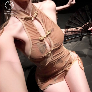 Костюм за ролева игра в китайски стил: без гръб, презрамки и мрежести вложки, полиестер 90–95%.