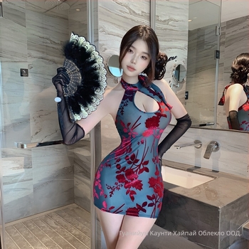 Костюм за ролева игра в източен стил с прозрачен дизайн и чорапогащи, полиестерна материя