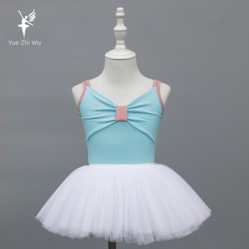 Детски сценичен танцов костюм за тренировки – едночастов, памук 95% с мека обработка, стил принцеса