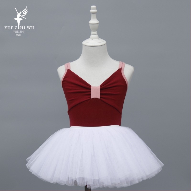 Детски сценичен танцов костюм за тренировки – едночастов, памук 95% с мека обработка, стил принцеса