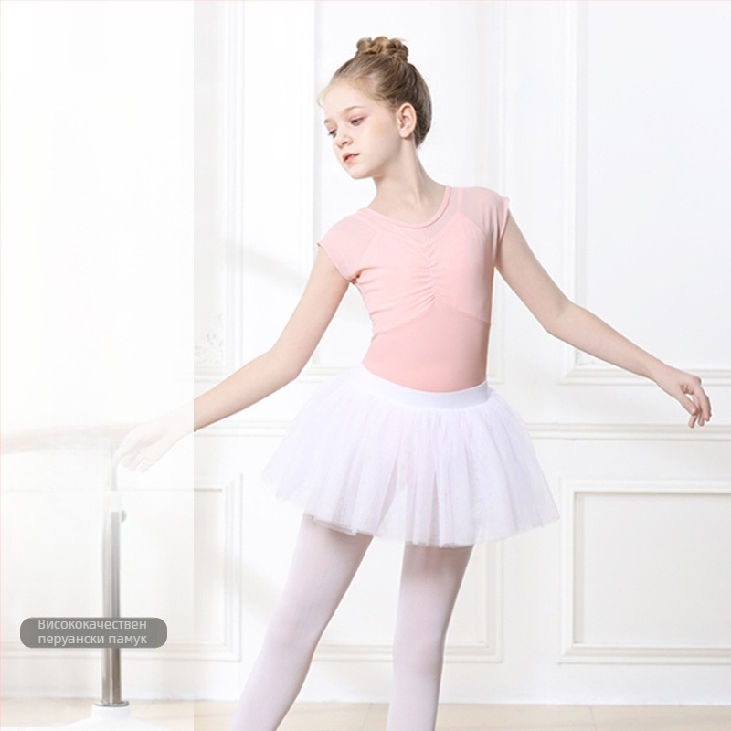 Детска лятна танцова екипировка с tutu пола, 95% памук, мека обработка на тъканта, принцес стил