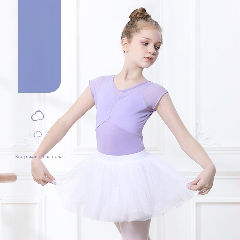 Детска лятна танцова екипировка с tutu пола, 95% памук, мека обработка на тъканта, принцес стил