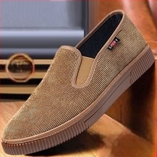 Мъжки обувки без връзки от Corduroy плат, нисък горен край, кръгъл нос, PVC подметка