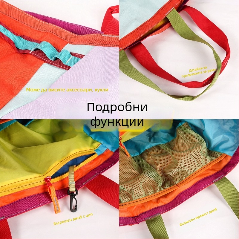 Tote торба от найлон с голям капацитет, правоъгълна форма, отворен връх, единична презрамка, подплата от найлон