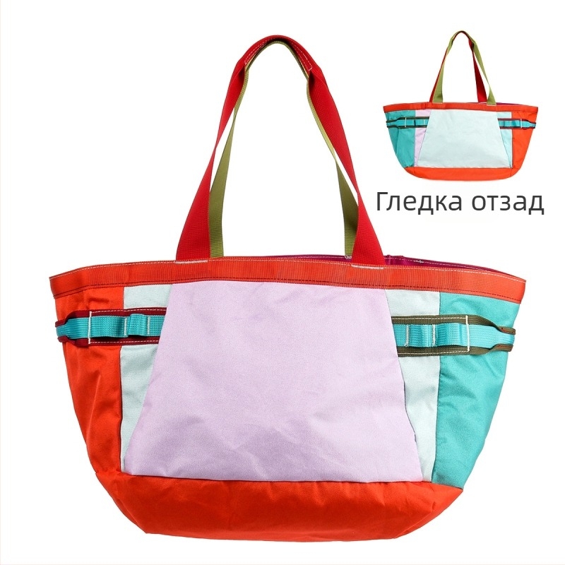 Tote торба от найлон с голям капацитет, правоъгълна форма, отворен връх, единична презрамка, подплата от найлон