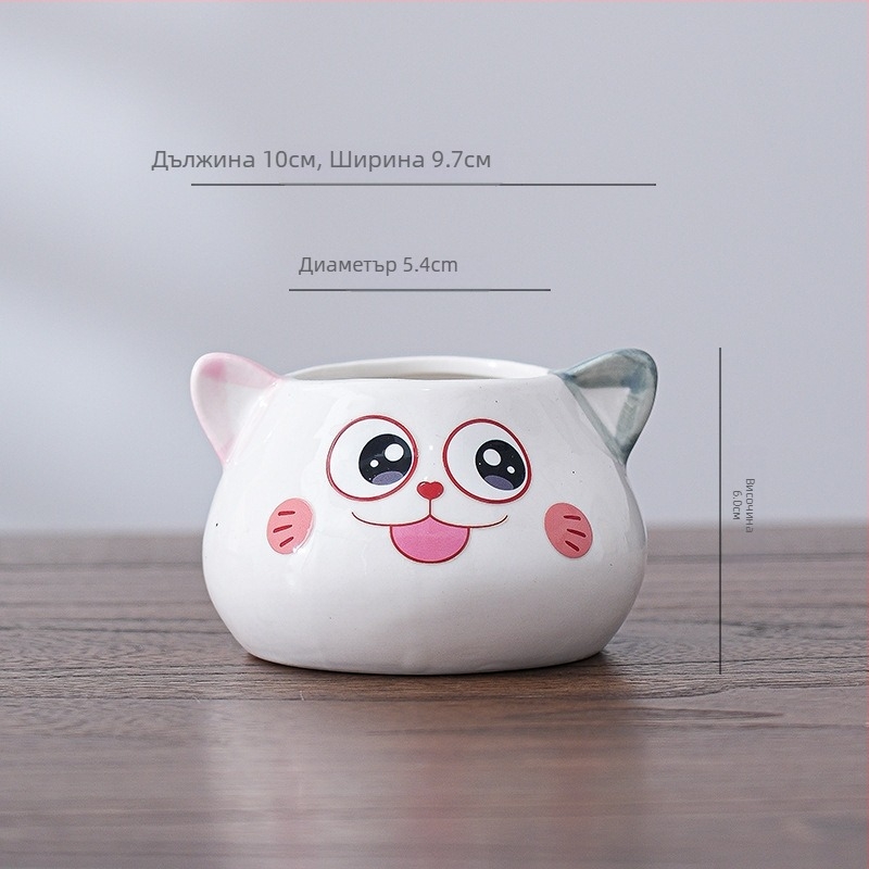 Керамична саксия за сукуленти с дизайн на карикатурно котенце, настолен декоративен елемент за офис и дом