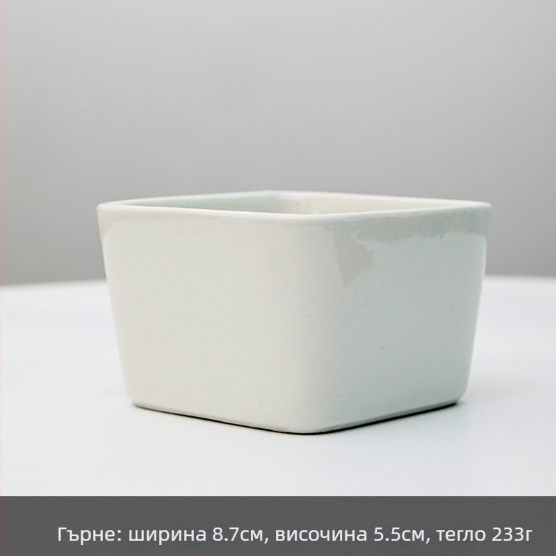 Керамична саксия за цветя с печат на лого; прост дизайн от порцелан; подходяща за настолен и подов монтаж; полуручна изработка.