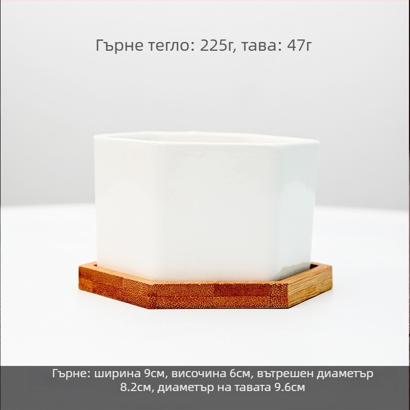 Керамична саксия за цветя с печат на лого; прост дизайн от порцелан; подходяща за настолен и подов монтаж; полуручна изработка.