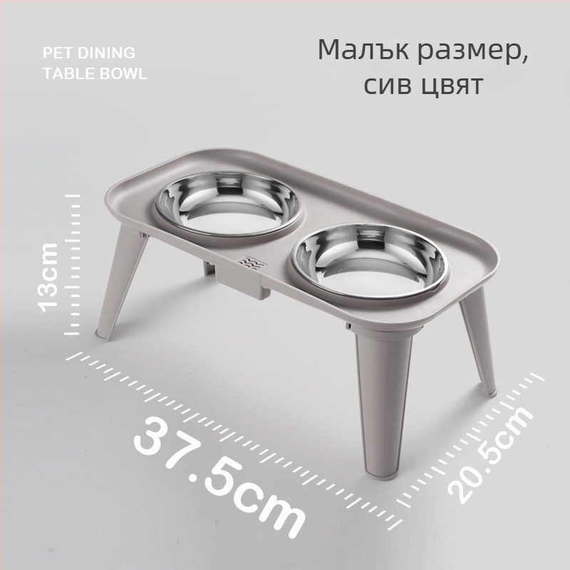 Lai paifu неръждаема стомана — комплект за хранене на домашни любимци със сваляща се двойна купа и предпазител за шията, Zhejiang произход
