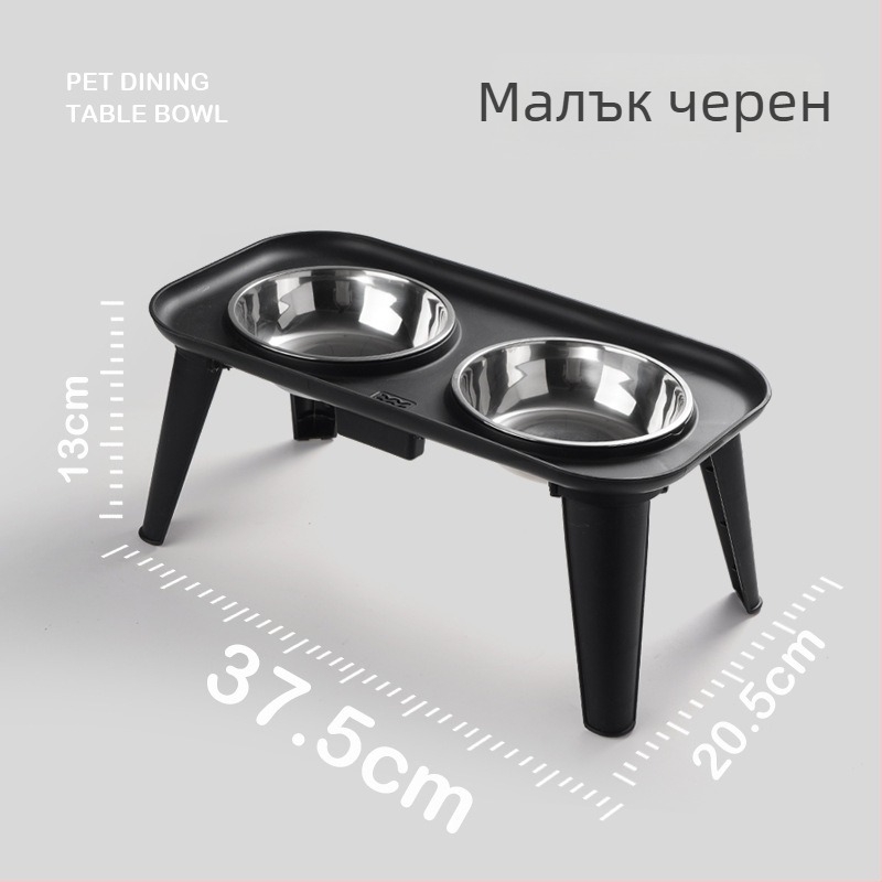 Lai paifu неръждаема стомана — комплект за хранене на домашни любимци със сваляща се двойна купа и предпазител за шията, Zhejiang произход