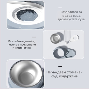 Котешка купичка за вода и храна; материали: PP, PET, неръждаема стомана; за котки