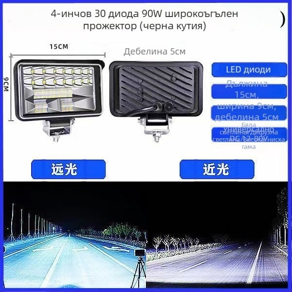 LED фар за електрически автомобили и камиони — модел: Голям ъгъл на виждане; мощност: 150; напрежение: 12-80V; материал: алуминиева сплав; IP68