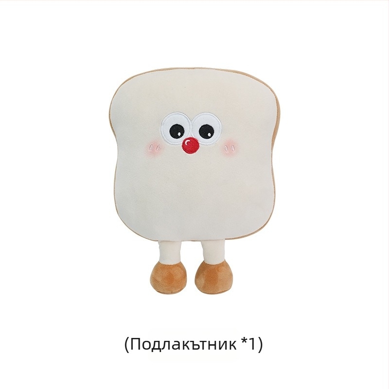 Feather cen Плюшена възглавничка за врата на кола с модел Тост-Бисквит, пълнител PP памук