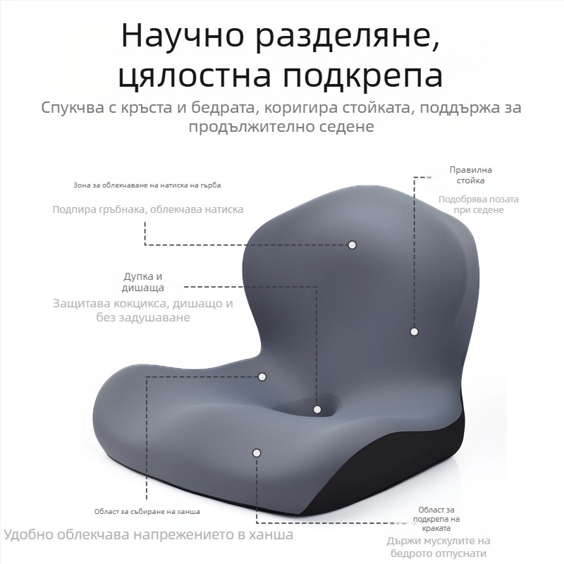 Memory foam едночастова седалкова подложка с интегрирана облегалка и Ice Silk покритие за офис стол