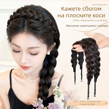 Перука с магнитна рибена кост, синтетични коси, стил за аниме cosplay, модел CX006 Magnetic Princess Braid, оформя лице и добавя обем