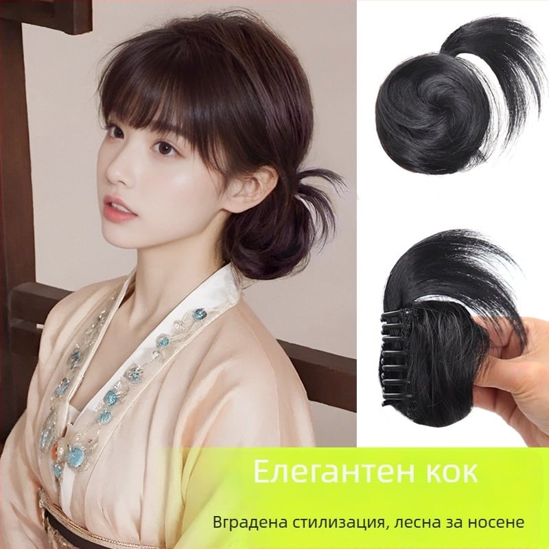 Перука с клипс, естествен стил, модел Grab Chicken Feather Balls, термоустойчива жица (Модел: Grab Chicken Feather Balls; Материал: термоустойчива жица; Неподходящо за горещо боядисване; Ефект: промяна на формата)