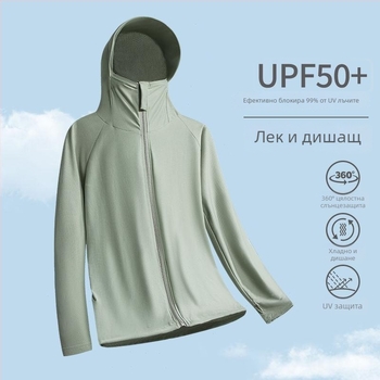 UPF50+ Тениска с качулка за защита от слънцето – лека, бързосъхнеща, с цип